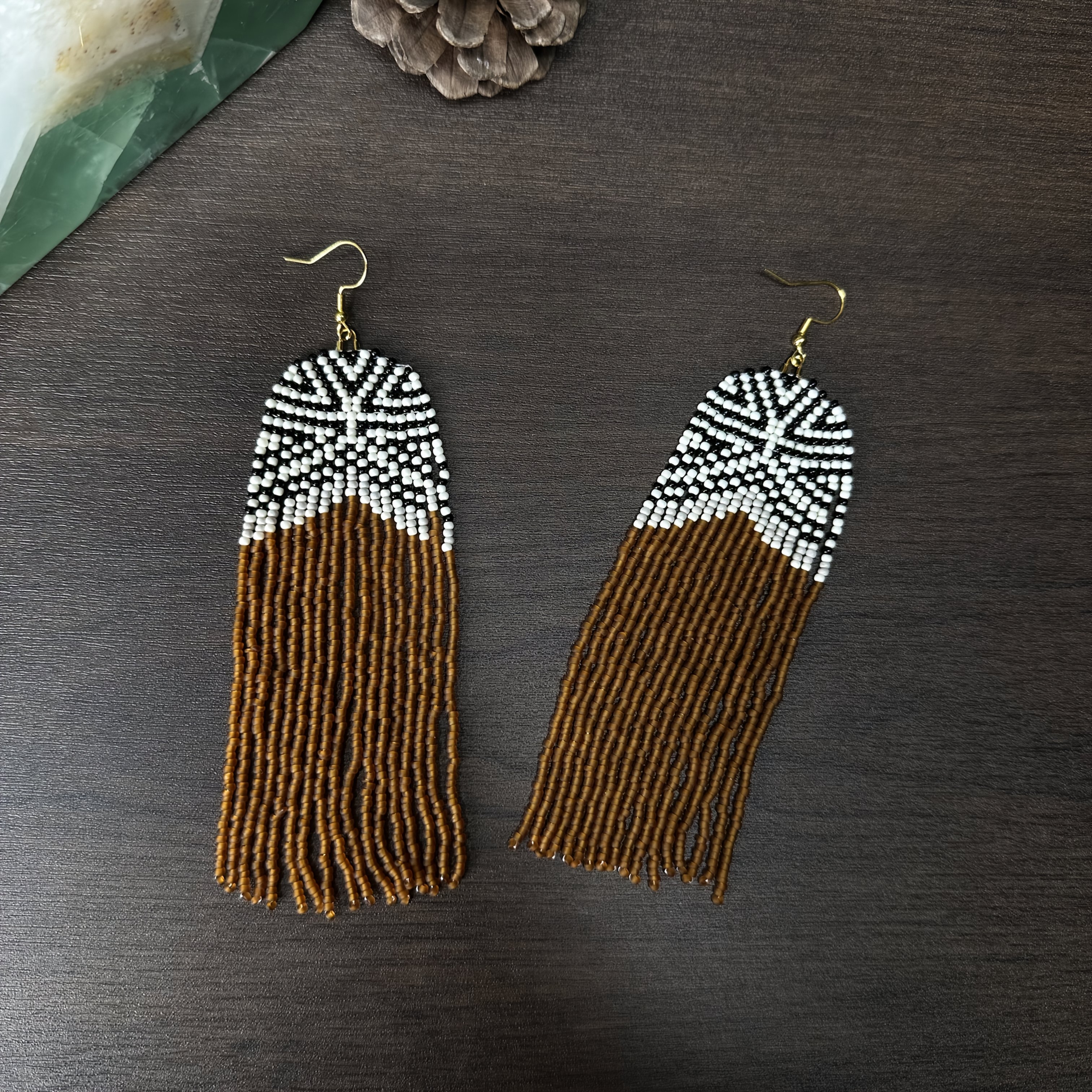 Women's Colorful Gradient Handmade Long Tassel Earrings